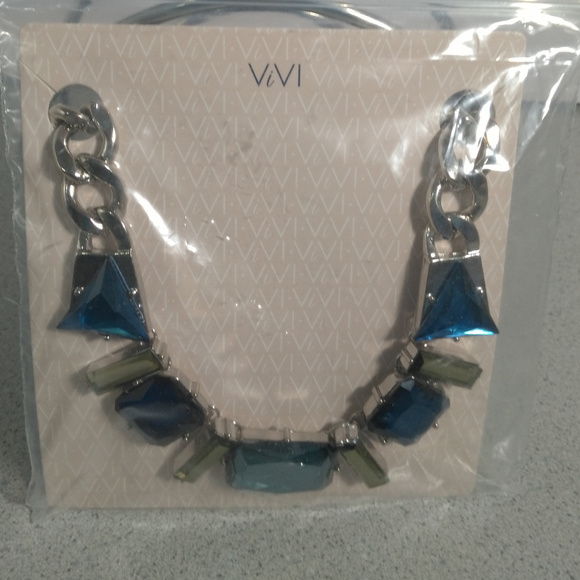 Chunky Colored Stones and Chain Necklace ViVI - Picture 4 of 4